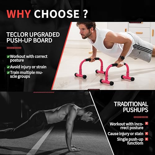 Miniatura 7 de Teclor Push Up Bar, Parallettes Bars For L-sit & Dip, Heavy-Duty No Wobbling Parallel Bars Stand For Handstands, Full Planche, Calisthenics, 9.5in