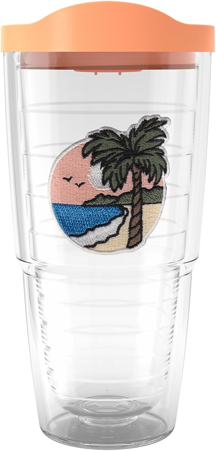 Tervis A Day In The Tropics Made in USA Double Walled Insulated Tumbler Travel Cup Keeps Drinks Cold & Hot, 24oz, Sundown