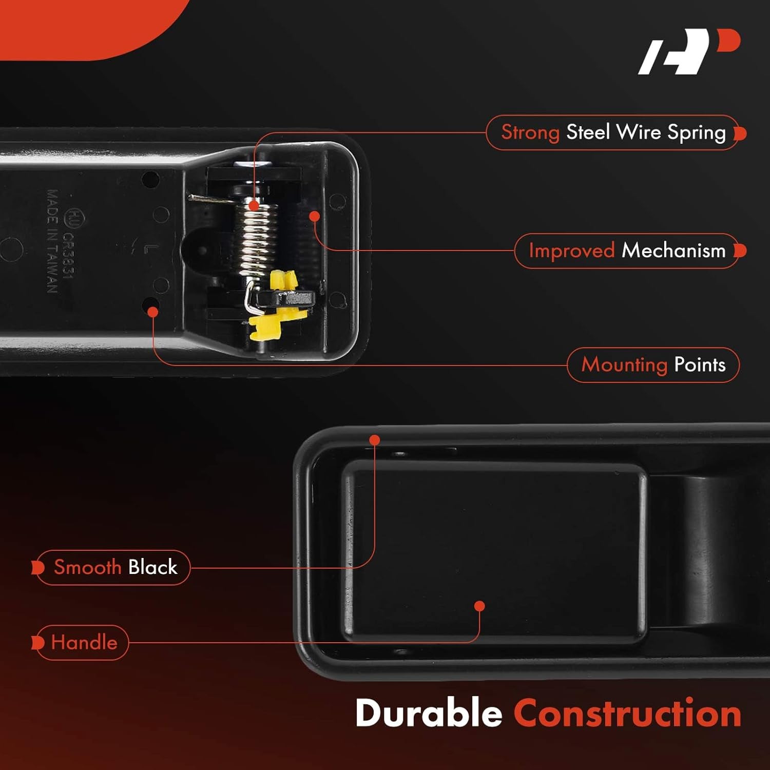 A-Premium Front Left Driver Side Exterior Door Handle Compatible with Jeep TJ Series Wrangler 1997-2006, Smooth Black, Replace# 55176549AB, 55008896