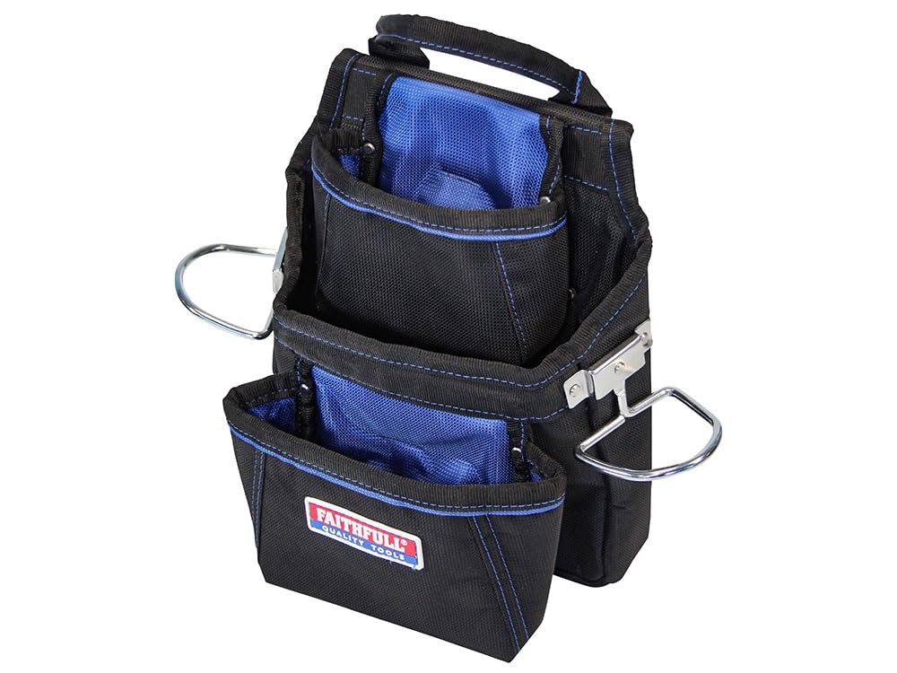Faithfull Fasteners Pouch 2100d Nylon Multi Colour 250 x 310mm, Blue / Black - Image 2