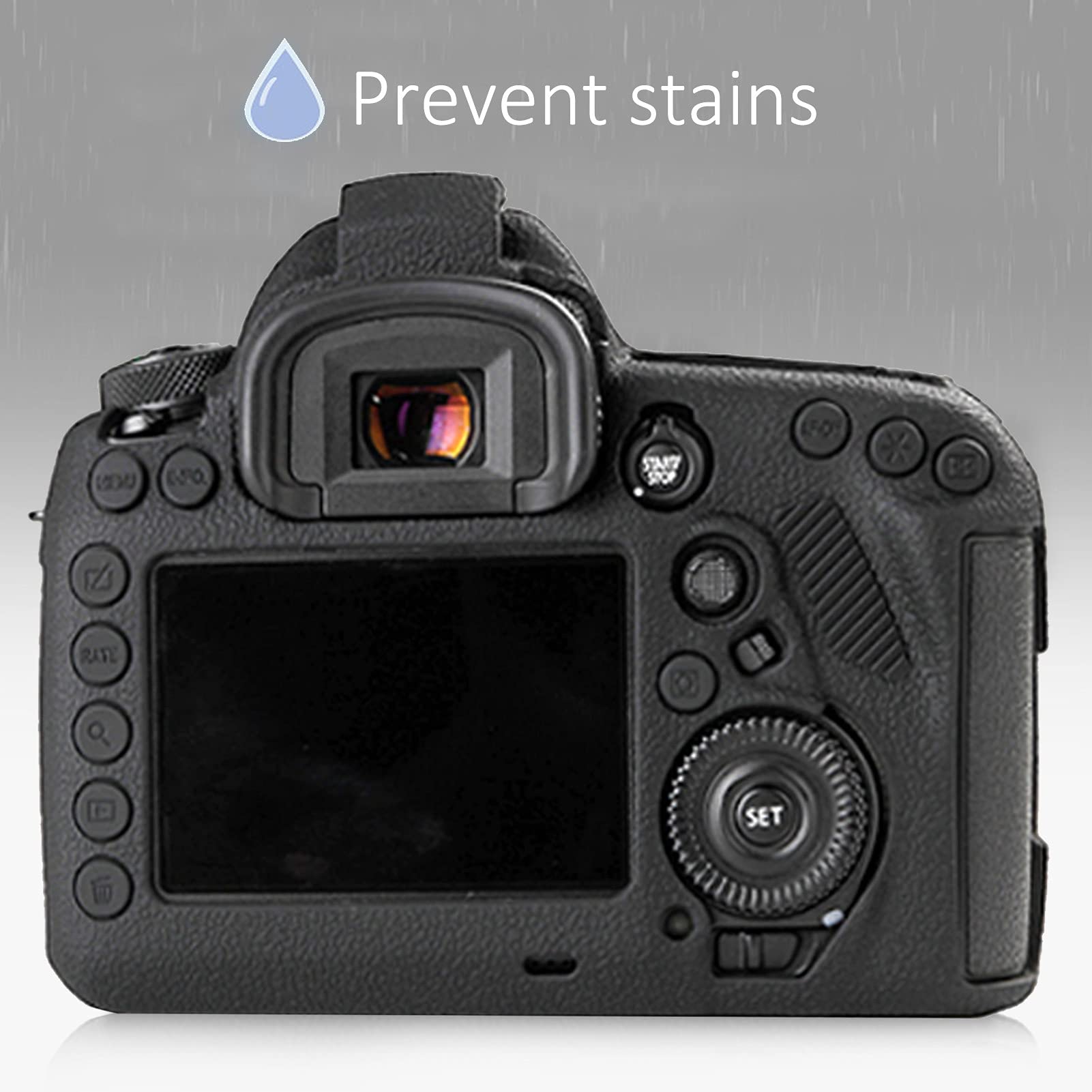 Keenso Custodia in Silicone per Corpo Macchina Fotografica per 5D Mark IV, Borsa Protettiva Morbida e Confortevole per Fotocamera, Pelle Protettiva Nera da 90 Ml per Fotografi