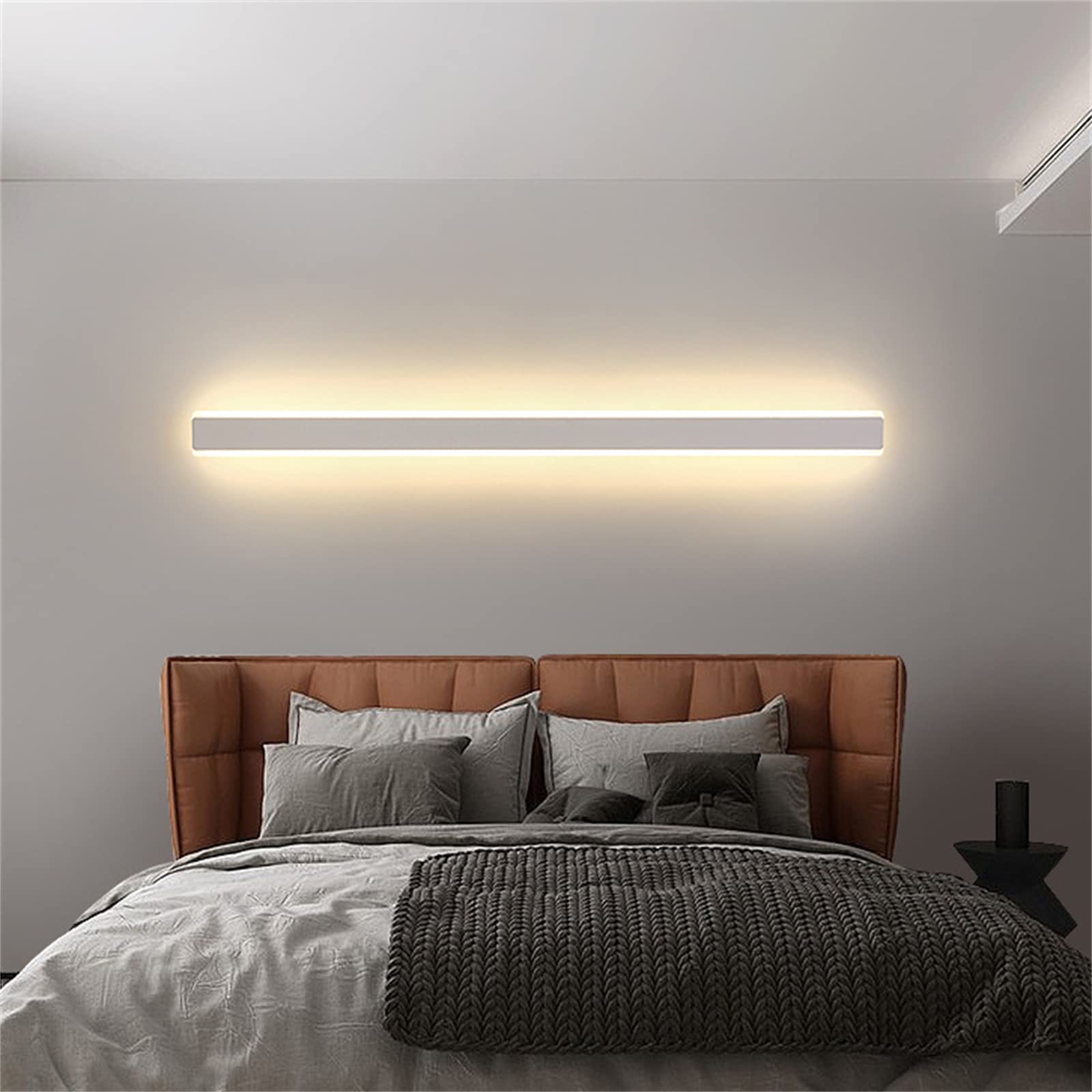 LED Barra Dimmerabile Applique da Parete Interno Moderno Lunga Striscia Scale Lampada da Parete Luminosità Regolabile Acrilico Alluminio Lampada a Muro Camera Soggiorno (Oro,120cm 60W)