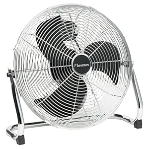 Bestron DFA40 Vloerventilator in retrostijl, met kantelbare ventilatorkop, hoogte: 46,5 cm, diameter 45 cm, 100 W, chroom