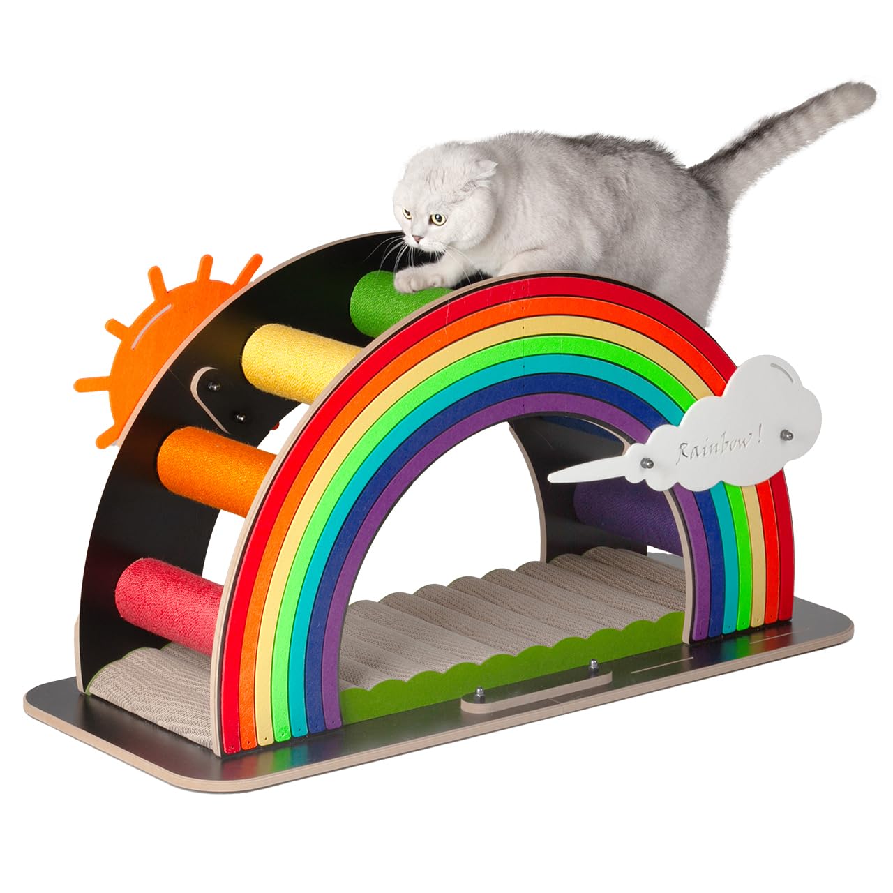 CanadianCat Company | Design-Kratzmöbel Rainbow - bunt | Kletter-Bogen mit Kratzbrett | 105 x 45 x 55 cm