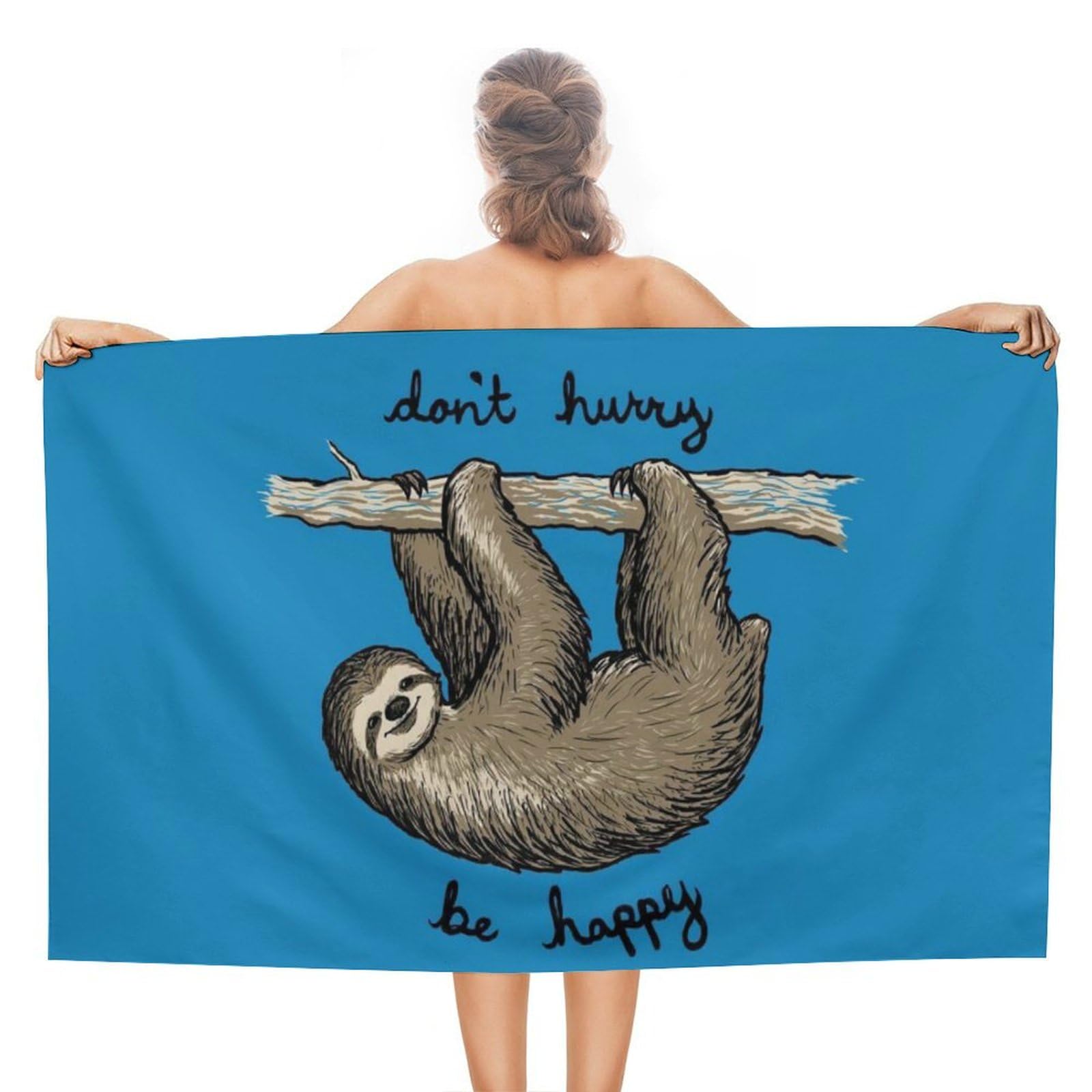LEDFCVSU Beach Towel, Lazy Sloth Bath Towel, Absorbent Towel for Swimming, Sports, Travel