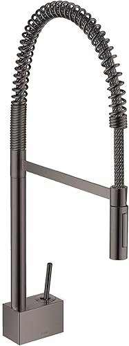 AXOR 10820341 Starck Semi-Pro 2 rociadores, cromo negro cepillado de 1.75 GPM grifo de cocina