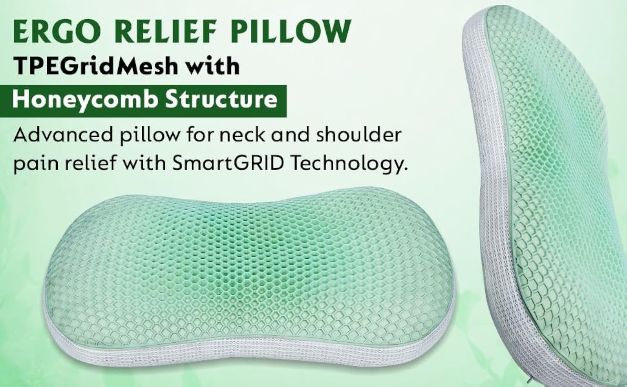 Green TPE Honeycomb Mesh Zero Pressure Latex Pillow