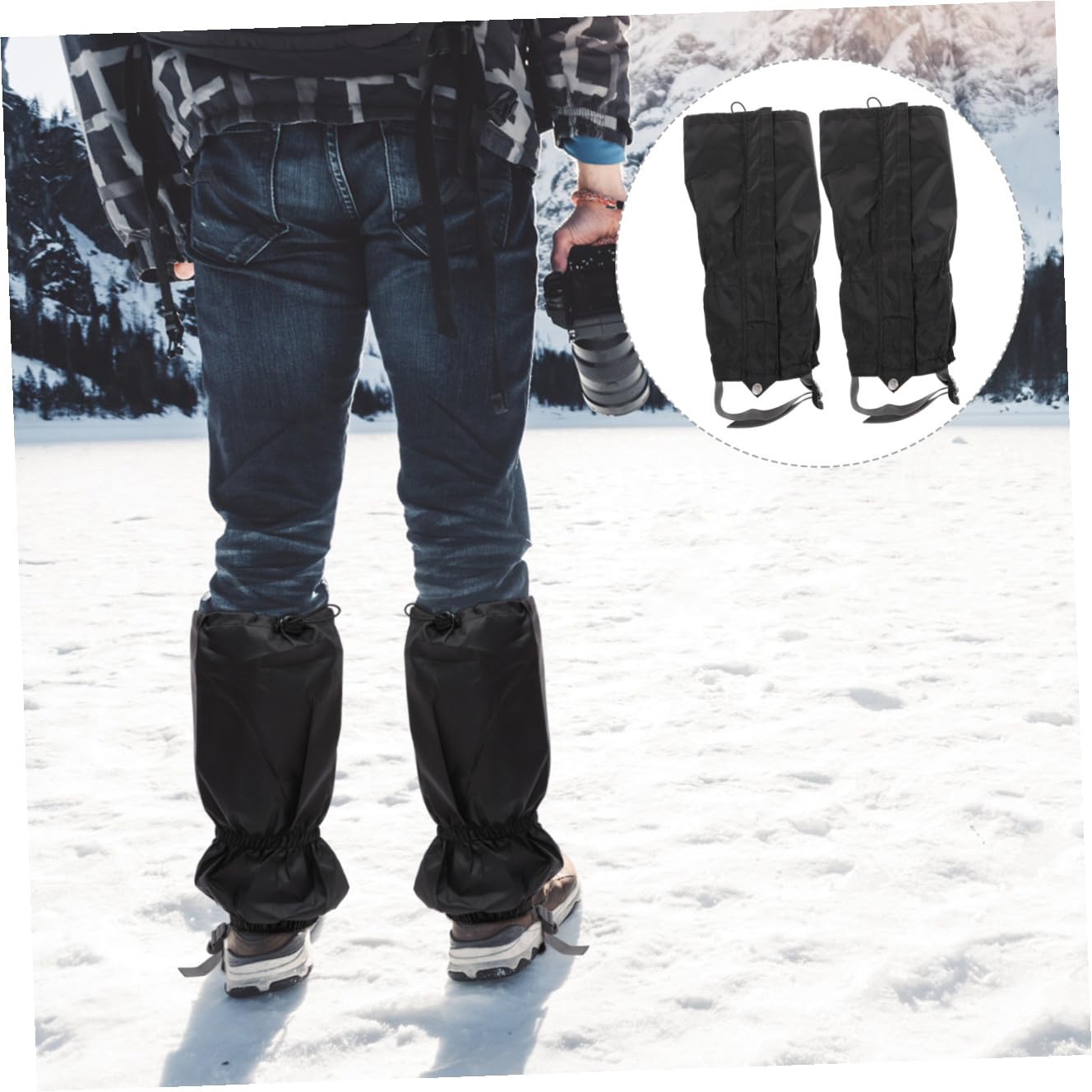 Toddmomy Leggings d'alpinisme Hommes Guêtres De Randonnée pour De Plein Air Protecteur Preuve Couvre-Jambes De Randonnée Enfants Neige Gaiteurs des Jambes Noir Tissu Oxford