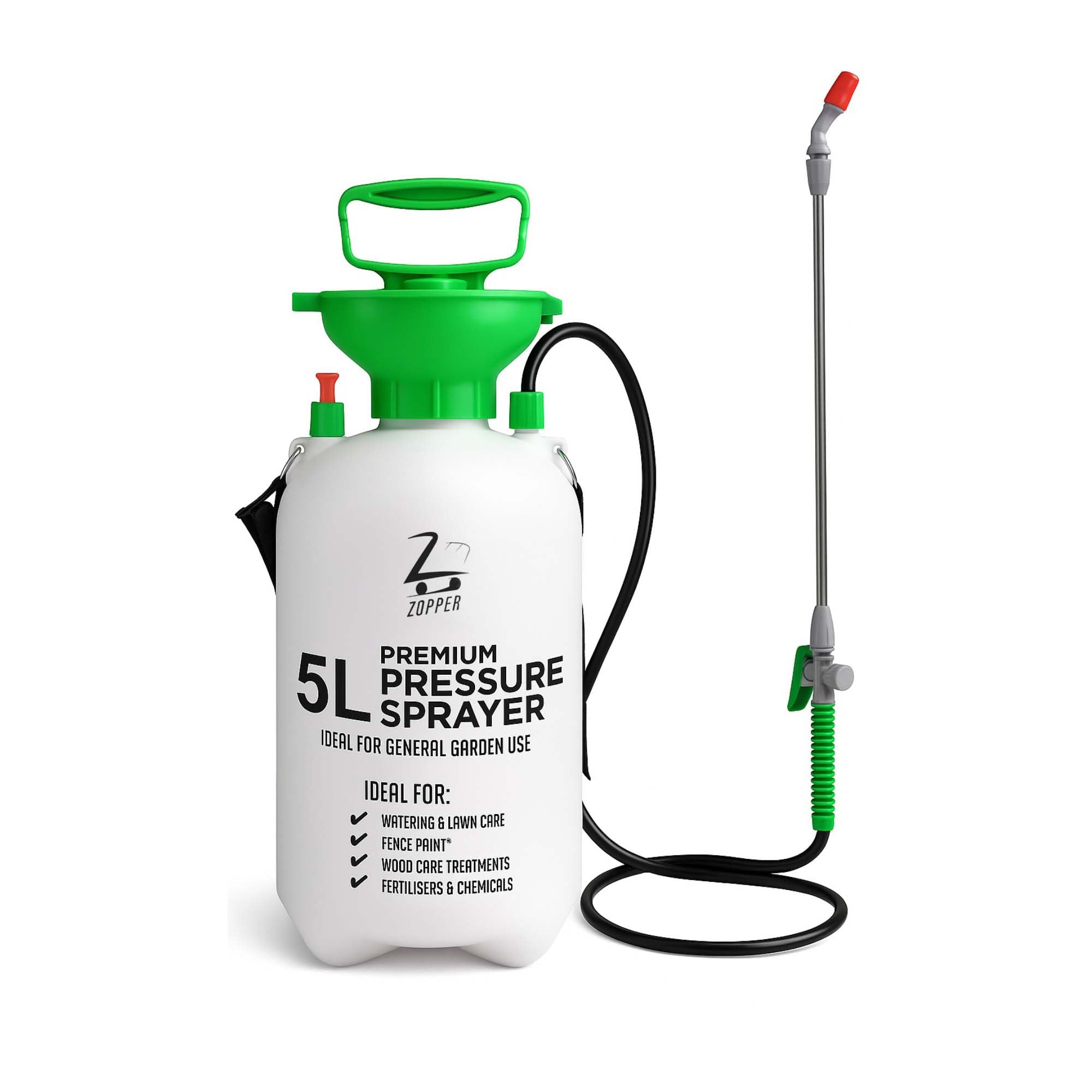 Garden Pressure Spray Bottle 5 Litre Pump Action Water Sprayer For Outdoor Plants, Cleaning, Garden, Fertilisers, Pesticides & Weed Killers - By ZOPPER