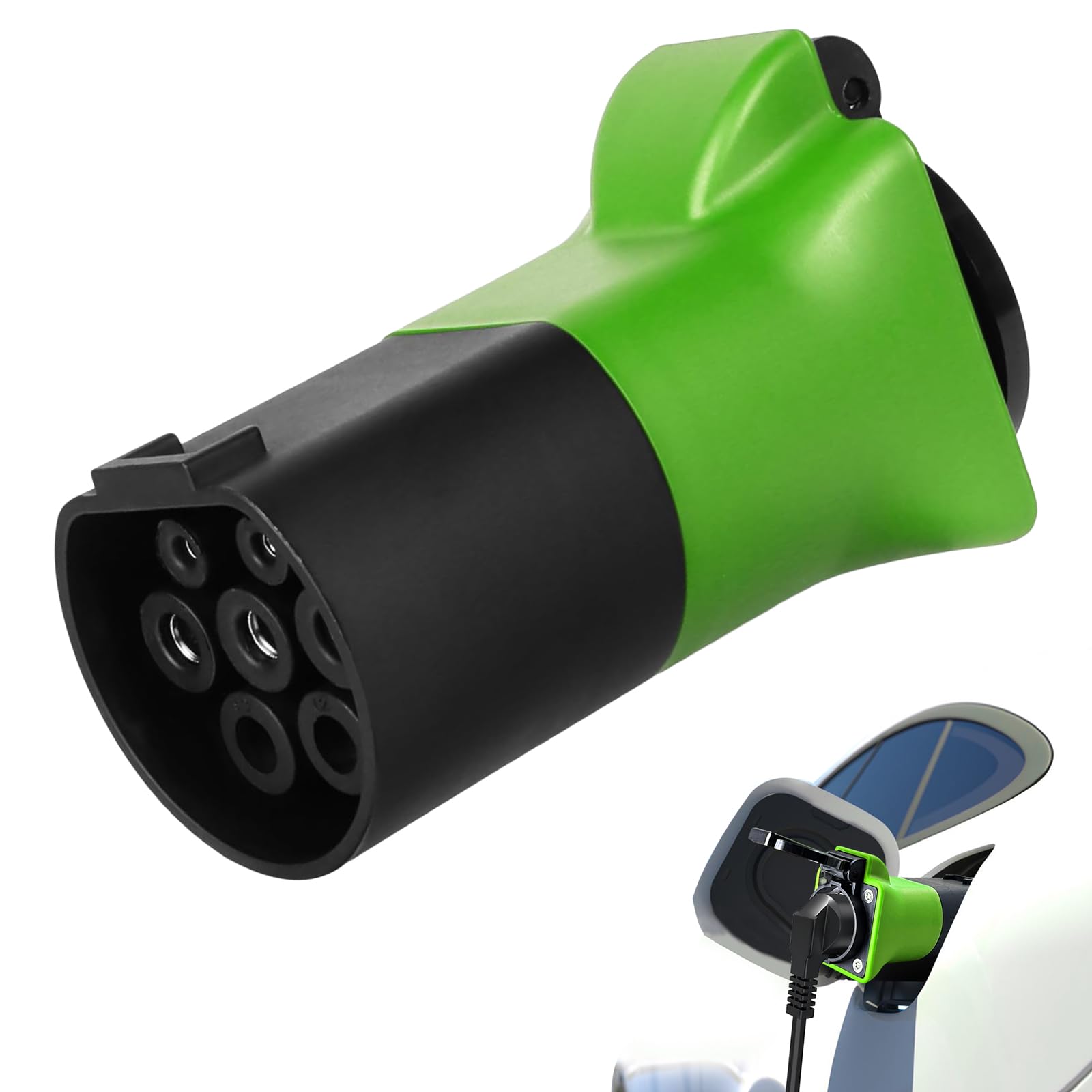 VOBOR Adapter V2L do EV, typ 2 na Schuko, 3,5 kW, 16 A, 220 V, pojazd ładowany, wodoodporny (zielony)