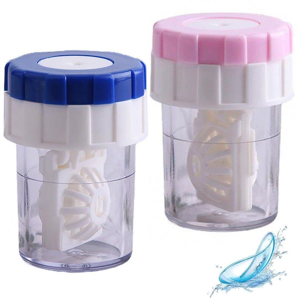 Sanfly Contact Lens Barrel Cases 2pcs/set Contact Lens Cleaner Contact Washer Manual Rotation Contact Lens Container for Eyes Care