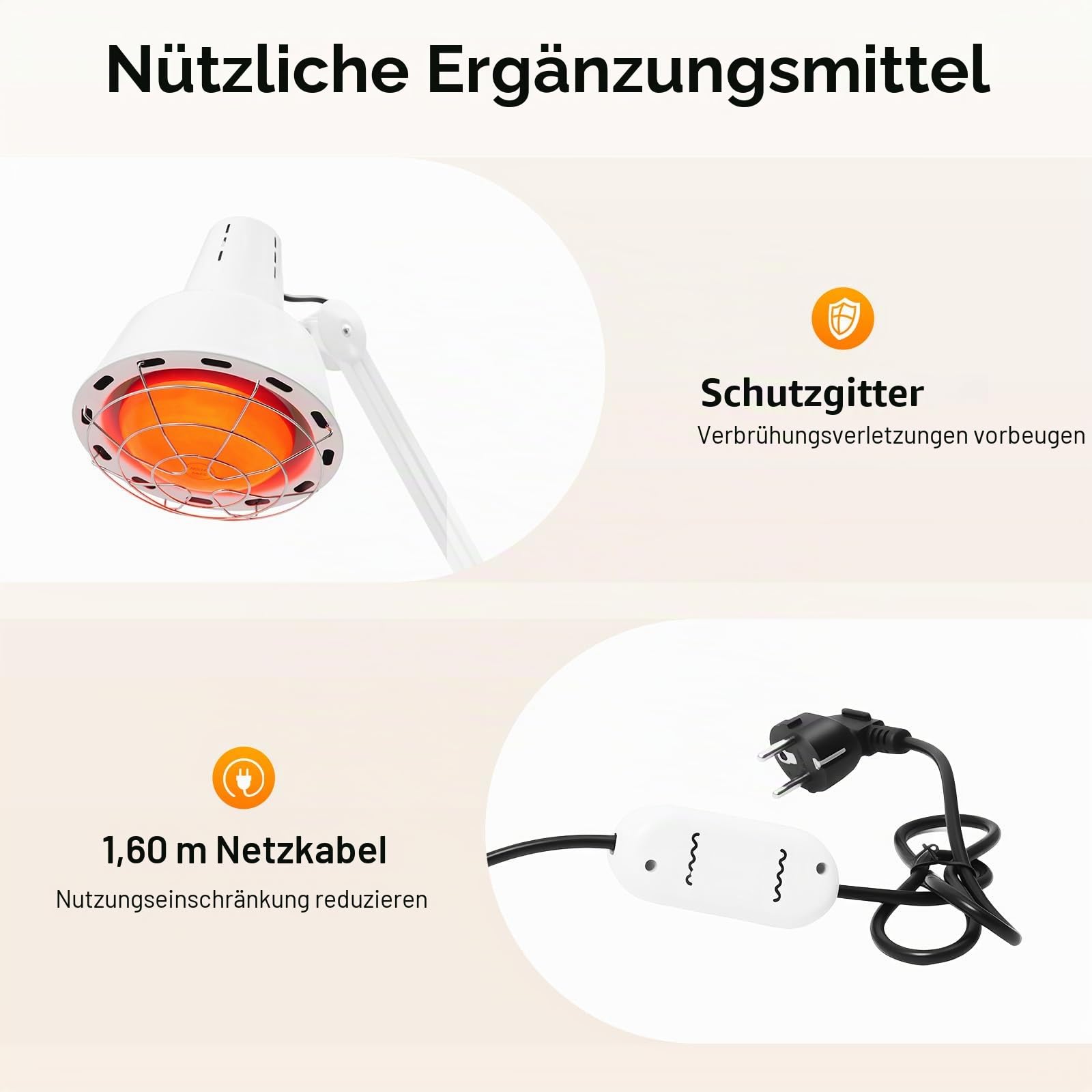 275W Infrarotlampe Rotlicht Wärmelampe Klemme Hitze Therapie Wärmelampe Physiotherapie Schmerzlinderung E27 für Behandlung