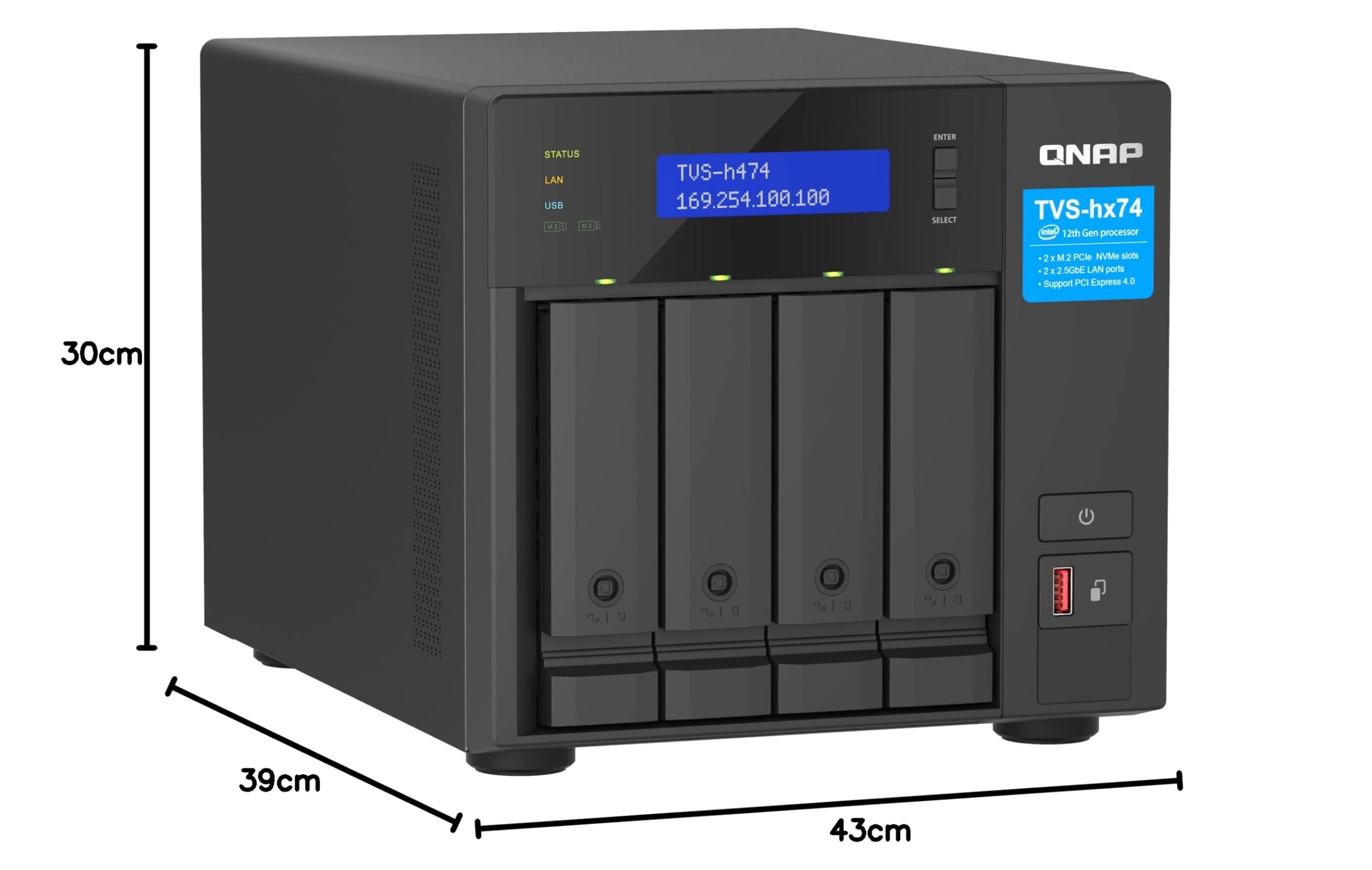 Qnap TvS-H474 - Server Nas - 4 Alloggiamenti - Sata 6gb/s