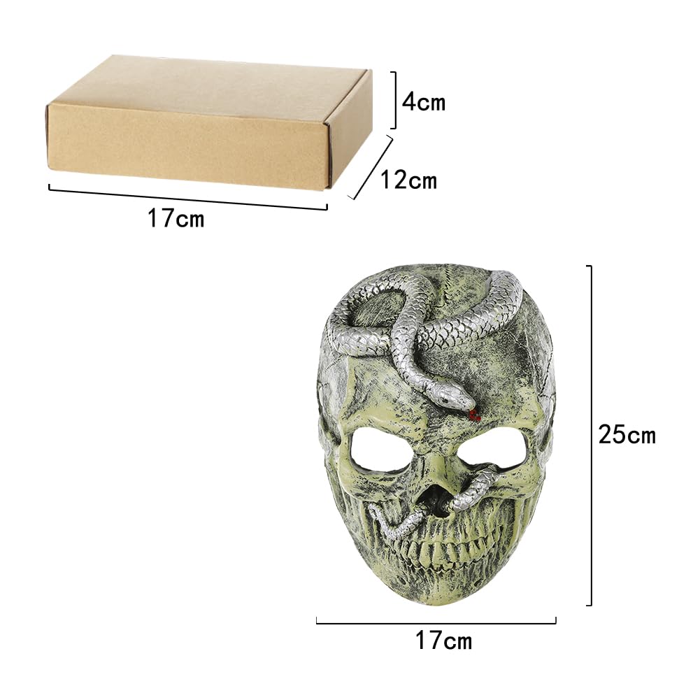 LONTG Scary Skull Mask with Snake 3D Skeleton Terror Demon Mask Horror Realistic Fancy Dress Headwear Accessories for Adults Halloween Party Easter Carnival Cosplay Costume Props - Image 3