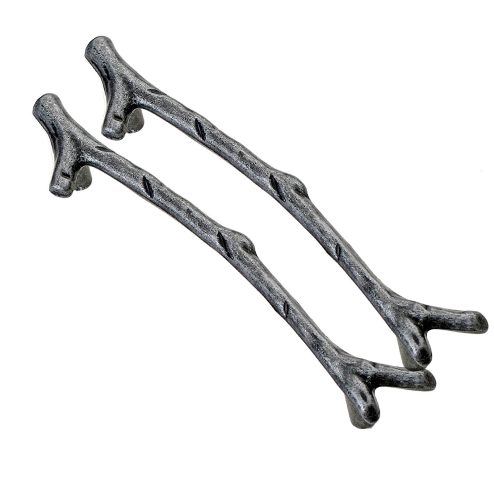 Stnyanxd A Ntique Cabinet Drawer Handles 2 Pieces, Zinc Lloy Tree Branch Shape Solid Cabinet Handle Simple Style Furniture Door(,Hole Distance 128Mm)