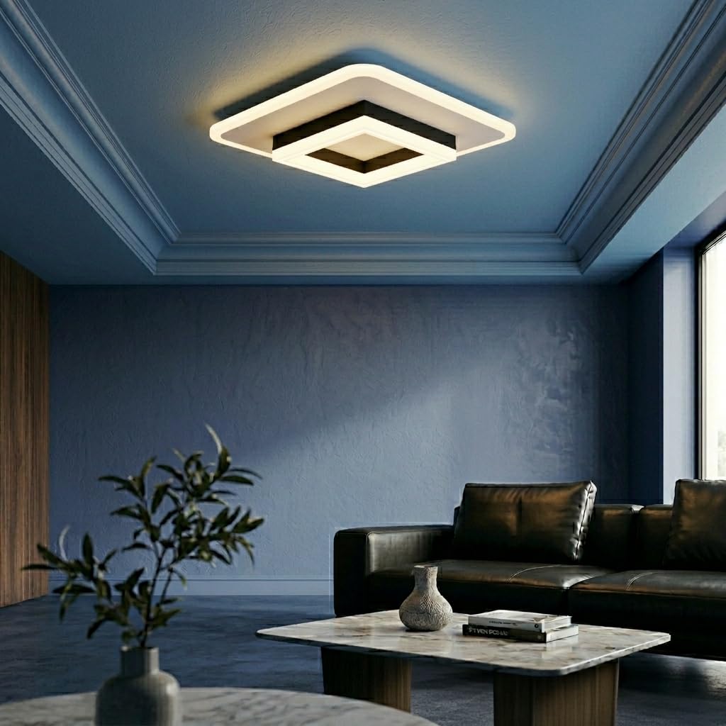 Urbenia Modern LED Ceiling Light, 50W Lamp with 3-Color Modes, Eye-Comfort Soft Lighting, CRI ≥ 97, Energy-Saving Fixture for Bedroom, Kitchen, Hallway, and Study Room (Ceiling Square Pro)-image-21