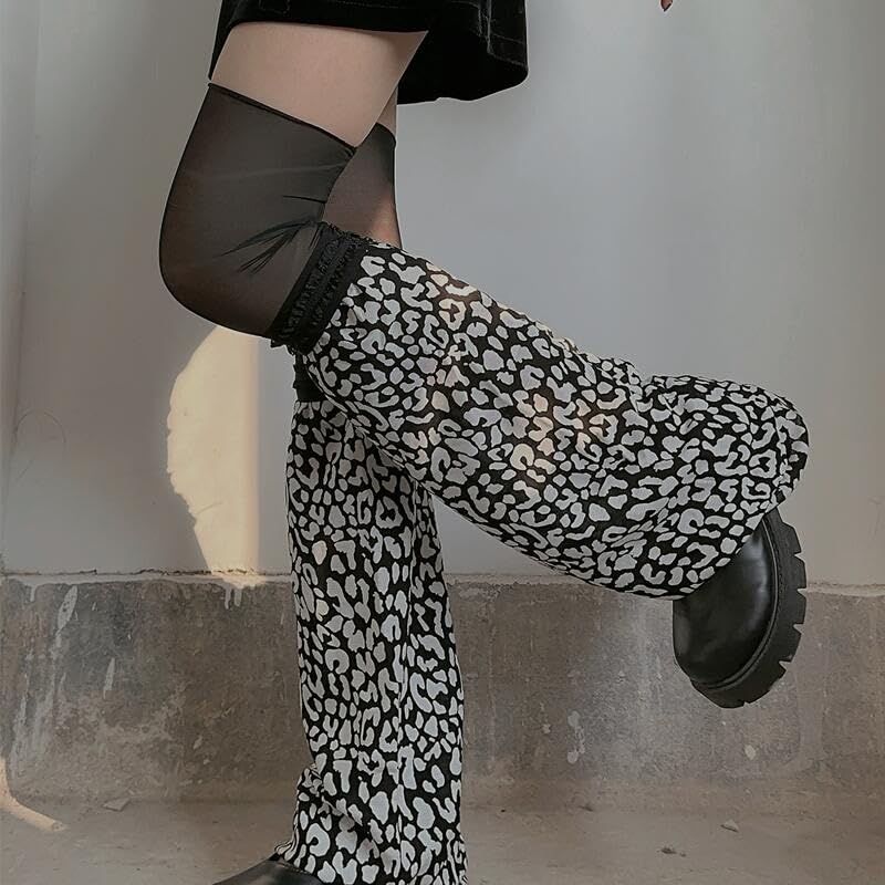 Image of YELAIVP Kawaii Leg Warmers Y2K Knit Lace up Leg Warmers Cute Japanese Harajuku Lolita Leg Warmer for Women Girls