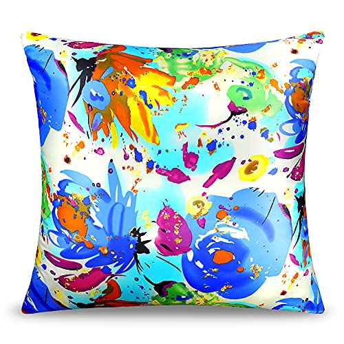 OLESILK Funda de Almohada de Seda de Morera 100% Natural Cremallera Oculta Antiácaro Bueno para la Piel Ambos Lados de Seda para el Cabello y la Piel, Diseño 31, 1 Pieza, 65x65cm