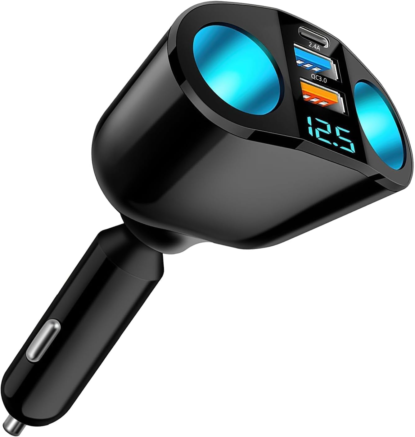 USB C Auto Ladegerät 120W - 5-fach Verteiler Mit Voltmeter & Schnellladung