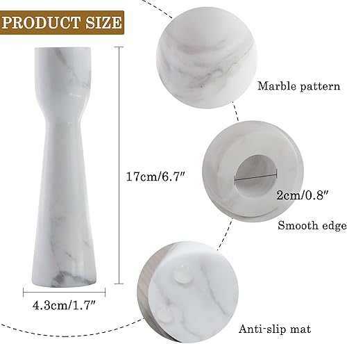 Miniatura 2 de Juego de 2 portavelas de mármol para decoración del hogar, regalos, centro de mesa, centro de mesa, candelabros cónicos, soportes para mesa, mantel