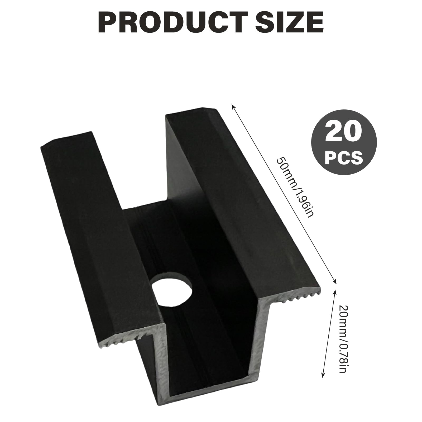 Abrazadera Central Para Panel Solar,20 Piezas Abrazadera Central Solar,Abrazadera Central Para Módulos,Abrazaderas Centrales Para Módulos Solares Para Módulos De 25 A 405MM,Negro