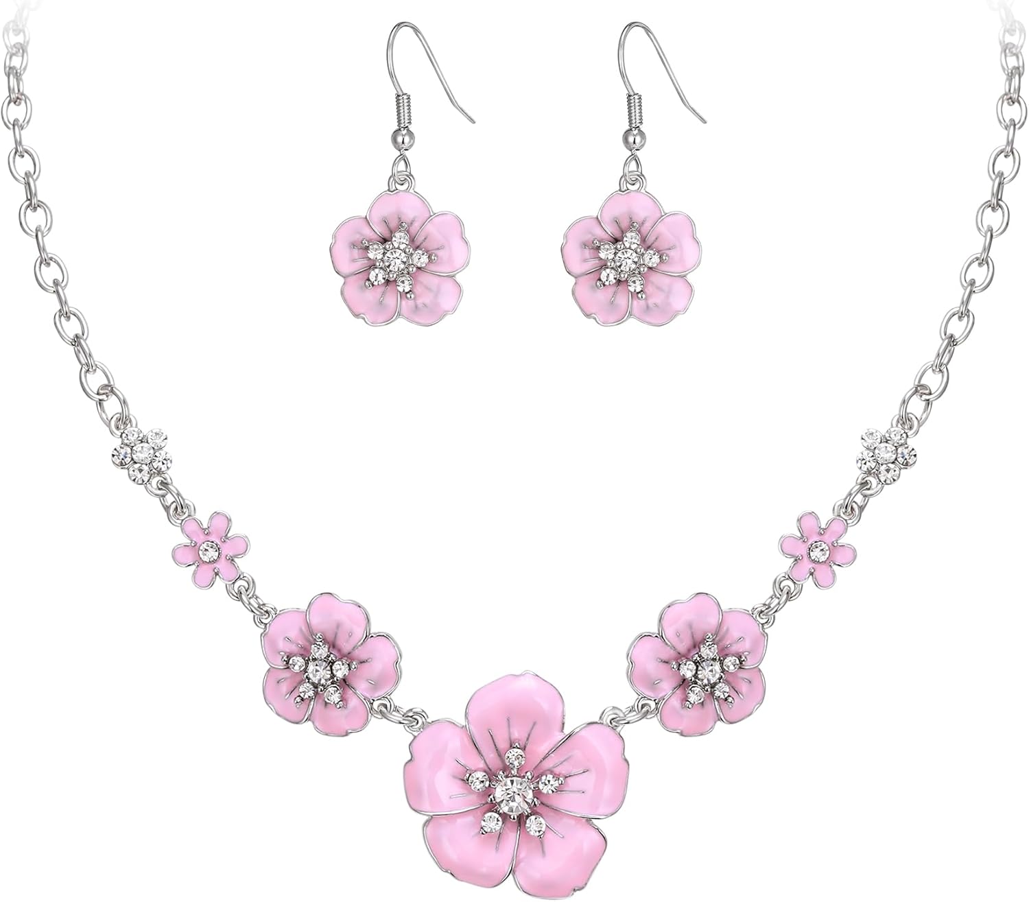 Crysdue Flower Collar Necklace Earrings Set, Floral Statement Summer Beach Chokers Necklaces Jewelry for Women