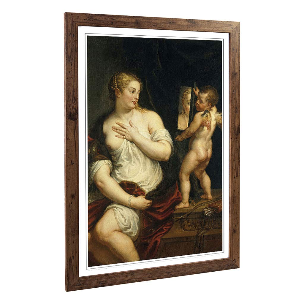 Big Box Art Framed Print of Peter Paul Rubens Venus and Cupid Design | Wall Art Picture | Home Decor for Kitchen, Living Room, Bedroom, Hallway, Walnut, A2 / 24.5x18 Inch / 62x45cm