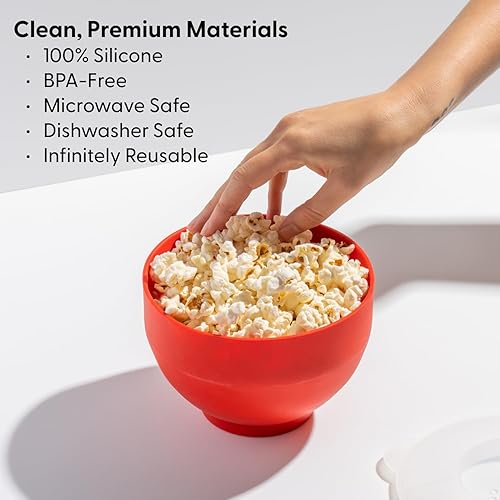 Vista 4 de W&P Recipiente para hacer palomitas de microondas de silicona Negro Recipiente plegable con medición incorporada, sin BPA, ecológico, sin