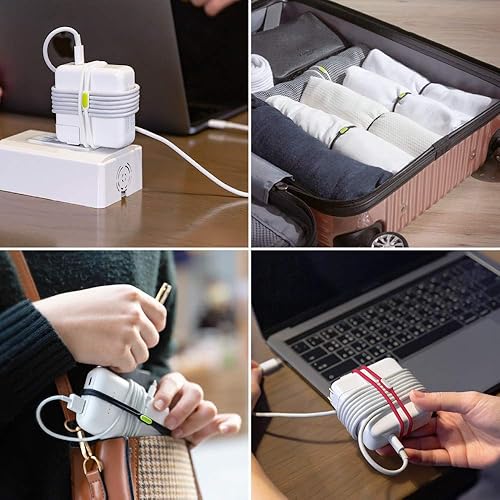 Miniatura 6 de BONE Brida de cordón doble (3 paquetes), organizador de cables y organizador de cables, brida de silicona reutilizable y lavable con diseño de doble