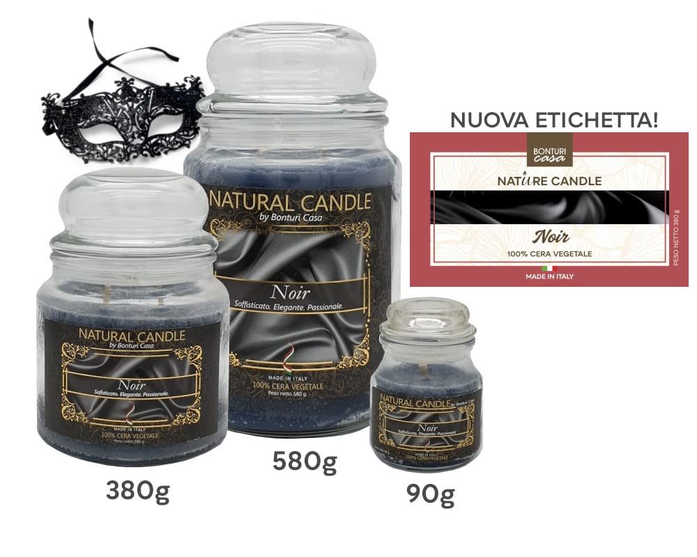 NATURE Kerze Duftkerze 100% pflanzliches Wachs - Giara 580g Noir
