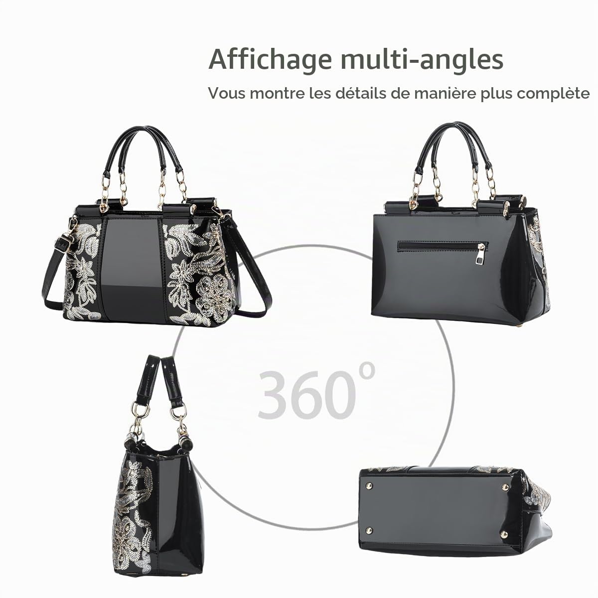 NICOLE & DORIS Mode Sac à Main en Cuir de épaule Sac Fourre Tout Sac Pailleté Sacs Portés Main Impermeable Sac Bandouliere Rouge