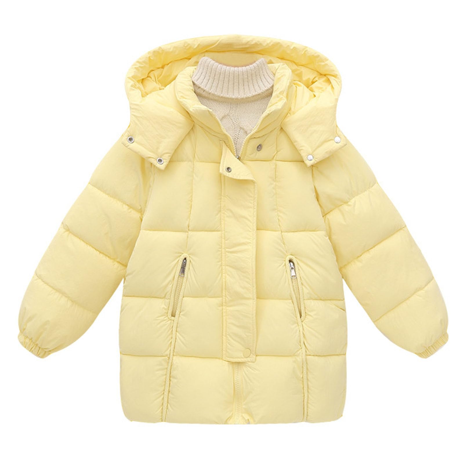 HAOLEI Abrigo Acolchado Largo de Invierno para Niñas y Niños,Chaqueta Acolchada con Capucha Gruesa y Cálida Suave Cómodo Parka Resistente Al Viento Color Sólido Caliente Plumifero Ropa Adolescentes
