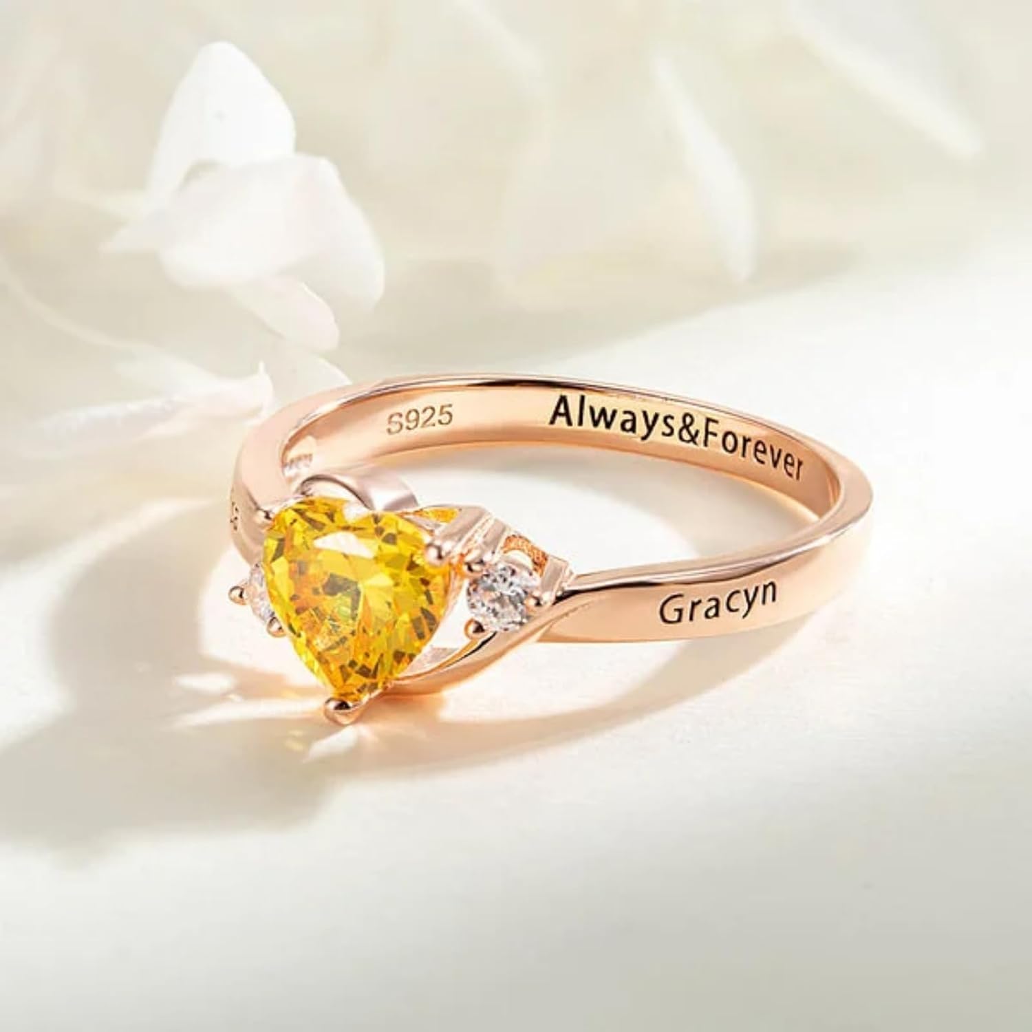 1/2 Birthstone Rings Infinity Band Mother Promise Rings Personalized Custom Name Jewelry Gifts for Women