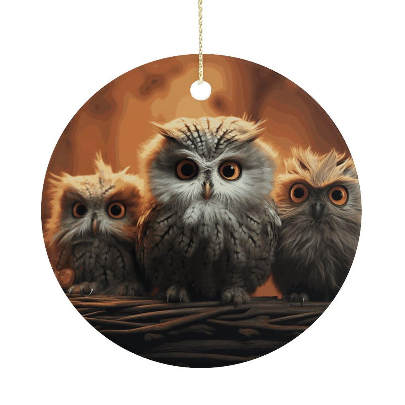 Cute Owl Baby Christmas Ornaments Colorful Round Ceramic Ornament Christmas Hanging Decor Christmas Tree Decorations Xmas Keepsake for Women Men Xmas Holiday Party