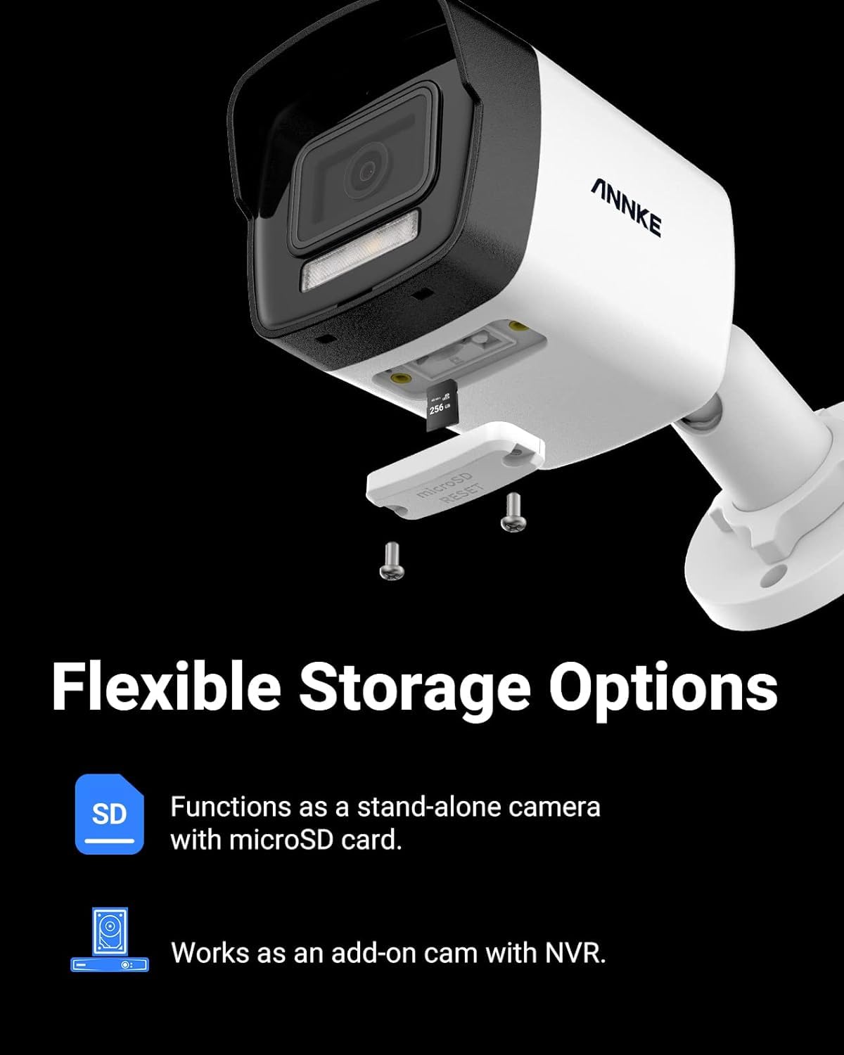 ANNKE Telecamera di sorveglianza 3K PoE per esterni, telecamera IP con fari, rilevazione di persone e veicoli, H.265+, visione notturna a colori, slot per schede micro SD integrato, 120 dB WDR, IP67