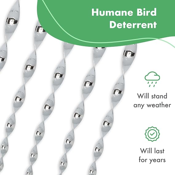 Bird Deterrent - Bird Reflective Repellent Outdoor Devices - Bird Scare Devices - Window Reflector Deterrents - Wind Twisting Bird Scare Rods - Holographic Devices (12 inch, Set of 5)