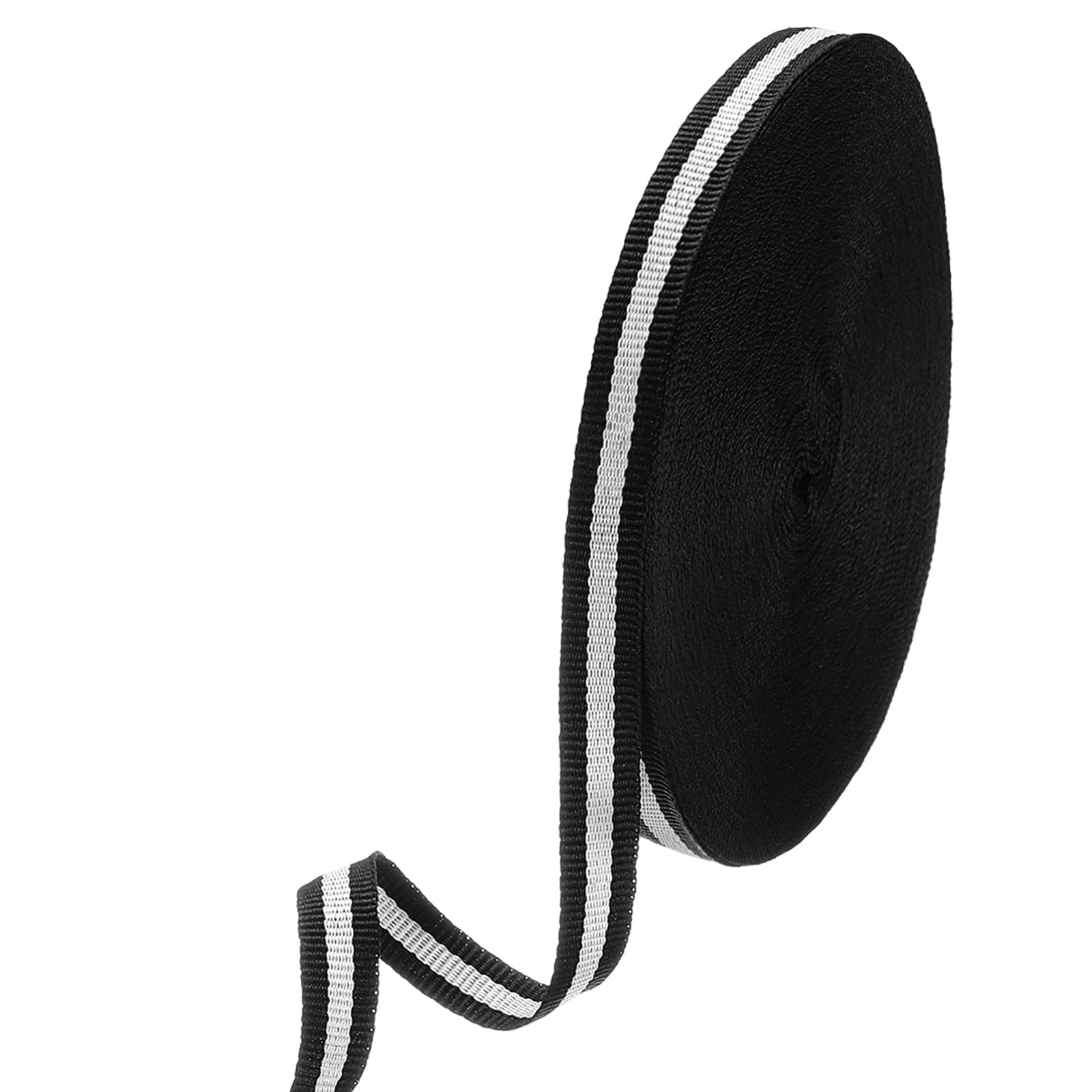 M METERXITY Stripe Ribbon (1cm x 23 Meters, Black/White) Polyester Stripe Grosgrain Fabric Ribbon, Apply to Gift Wrapping/Wedding Decor/Craft Wrap