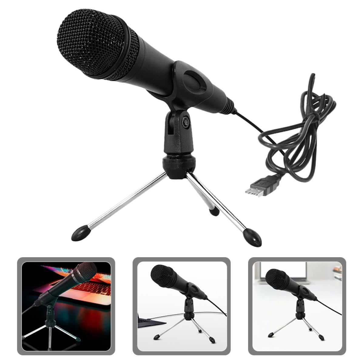 Toddmomy Microfono USB a Condensatore per Computer, Set da 1 Pezzo Nero