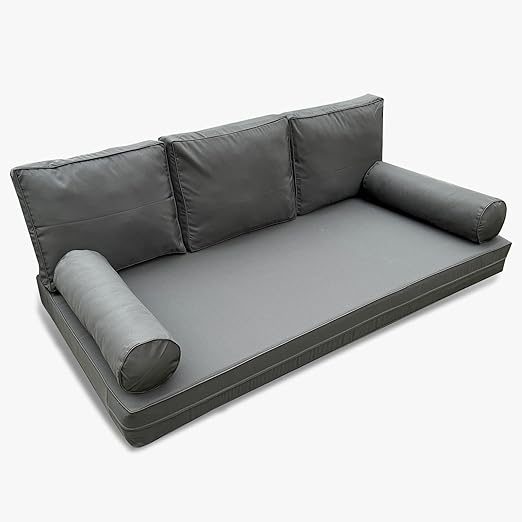 Outdoor Daybed Cushion Cover Twin,Daybed Mattress Bolster Pillow Fitted Sheet Cover,Twin Size Outdoor Daybed Cushion Cover(Cover ONLY Size 6" D x 75" W x 39" H,Dark Gray