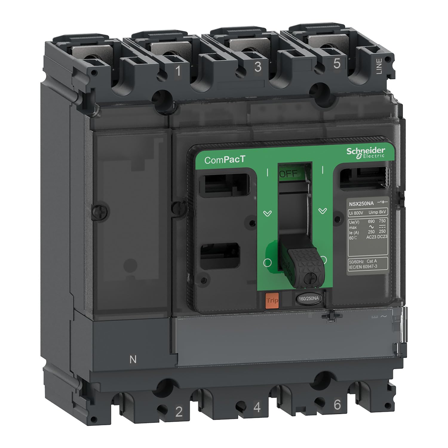 Schneider Electric Interruptor NSX250NA AC 4P 250A marca