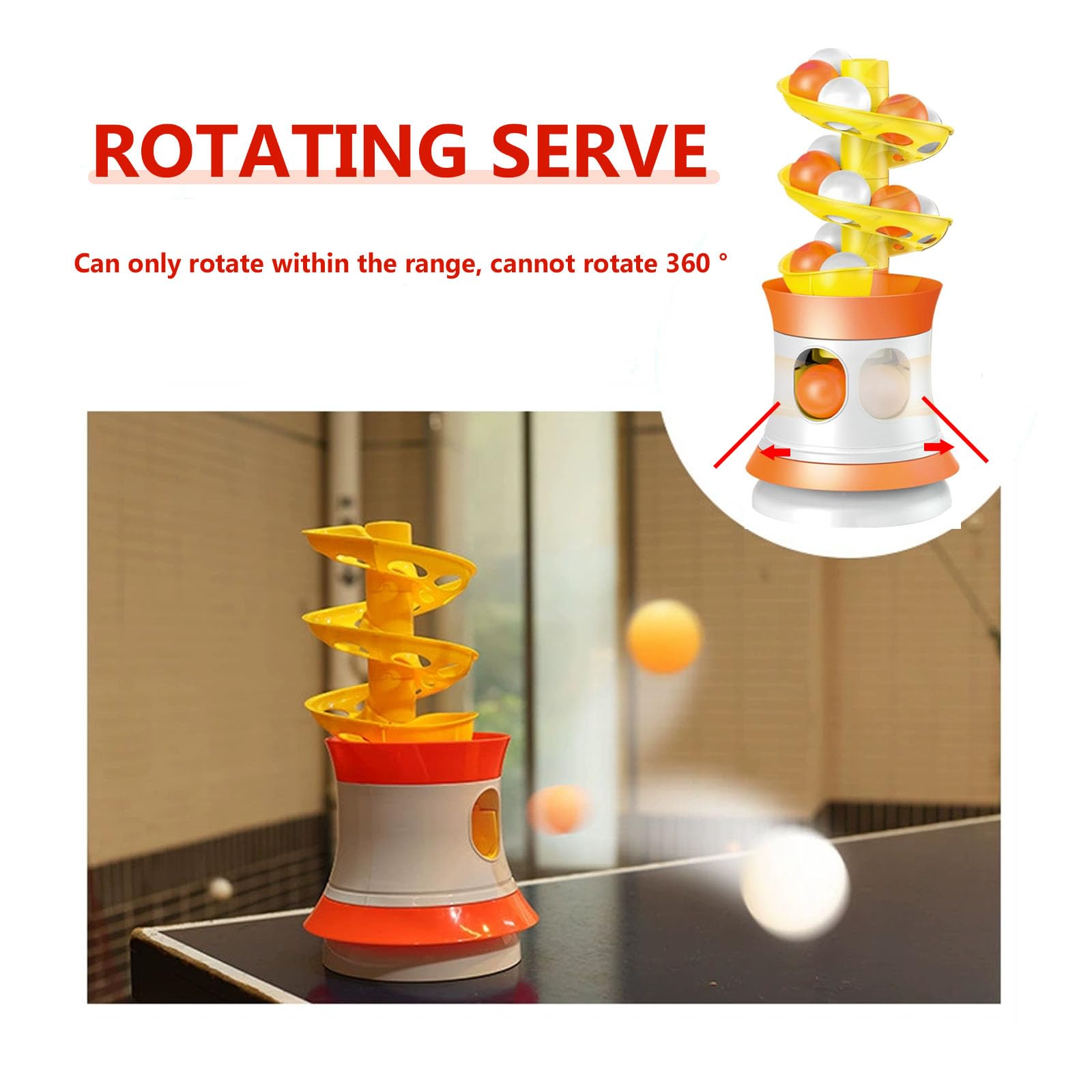 Macchina per palline da ping pong, con 16 palline da ping pong, girevole, automatico, per allenamento e intrattenimento al chiuso e all'aperto