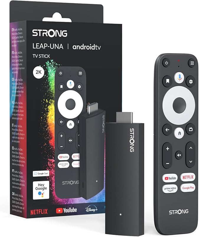 STRONG Leap-UNA Stick De Streaming Box Android TV, Wi-FI, Chromecast Intégré, Box TV Android 11, Ass