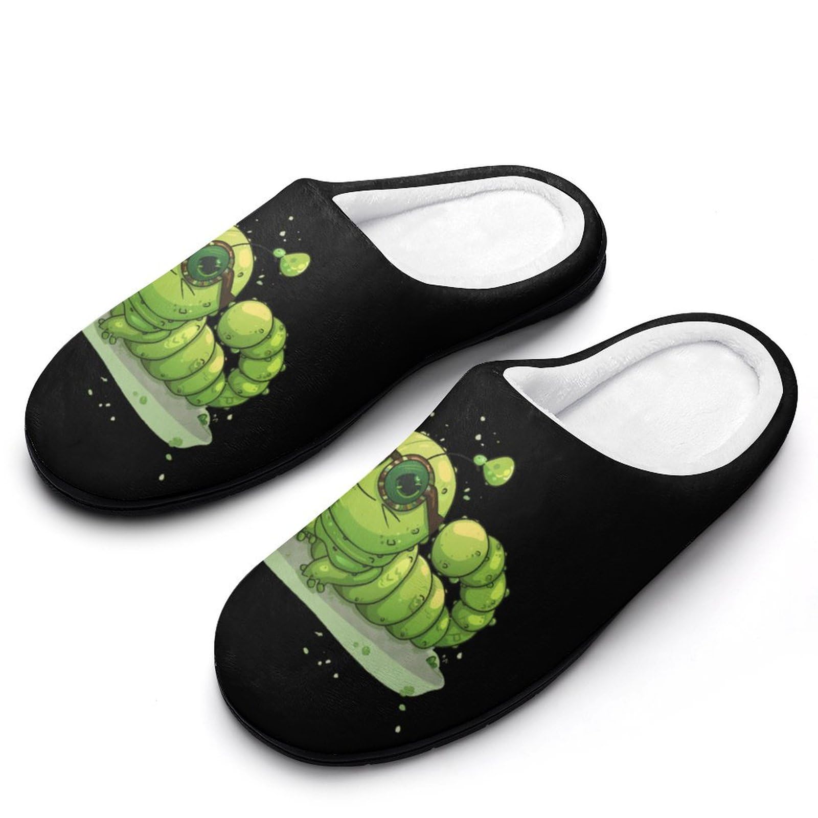 Caterpillar Glasses Insect Bug Mens House Slippers Cotton Home Shoes for Indoor&Outdoor