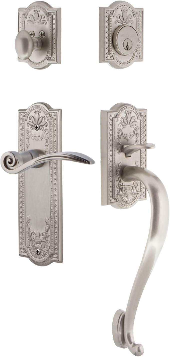 Nostalgic Warehouse Meadows Plate S Grip Entry Set Swan Lever in Polished Brass