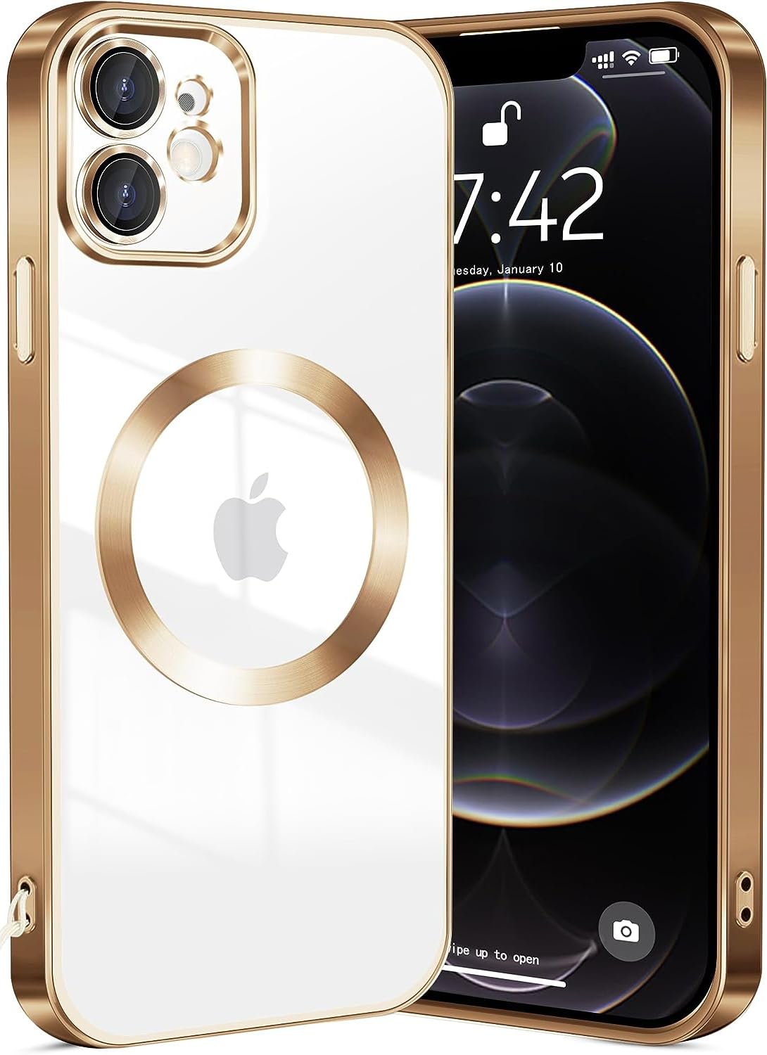 SHINESTAR Electroplated Logo View Case for iPhone 11, Camera Lens Full Protection Luxury Electroplated Transparent TPU Slim Back Cover for iPhone 11 - Gold