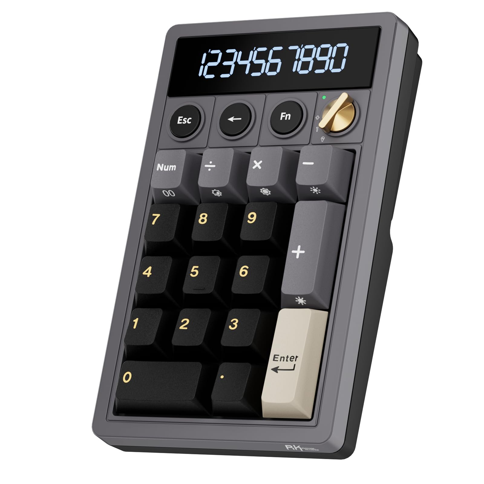 RK ROYAL KLUDGE M20 Wireless Number Pad, Mechanical Numpad with LCD Display, PC Numpad & Calculator Modes, Programmable Numeric Keypad, Bluetooth/2.4G/Wired, RGB Hot-Swappable for Win/Mac-image-1