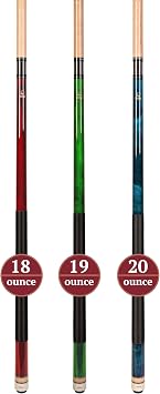 Set of Aska L2 Billiard Pool Cue Sticks, 58 Hard Rock Canadian Maple, 5/16x18 Joint, 13mm Hard Tip, Mixed Weights