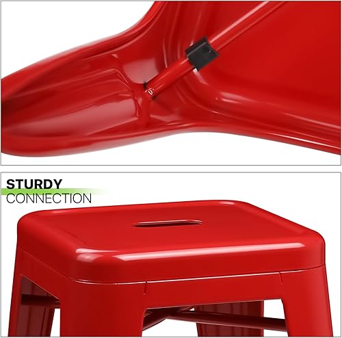 Miniatura 6 de Magshion Taburetes de bar de 30 pulgadas, paquete de 4 taburetes de bar de metal de altura de mostrador, estilo industrial, apilables, sin espalda,