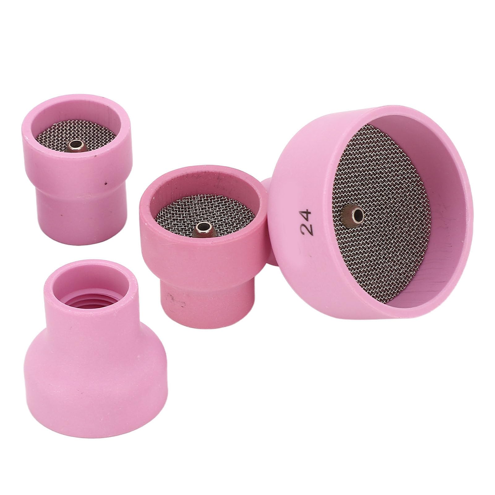 Filtre à écran en Acier Inoxydable, Tasse TIG en Céramique, Kit de Tasse TIG Rose, 12 14 16 24, Diamètre Intérieur du Trou Central de 2,4 Mm pour équipement de Soudage, adapté