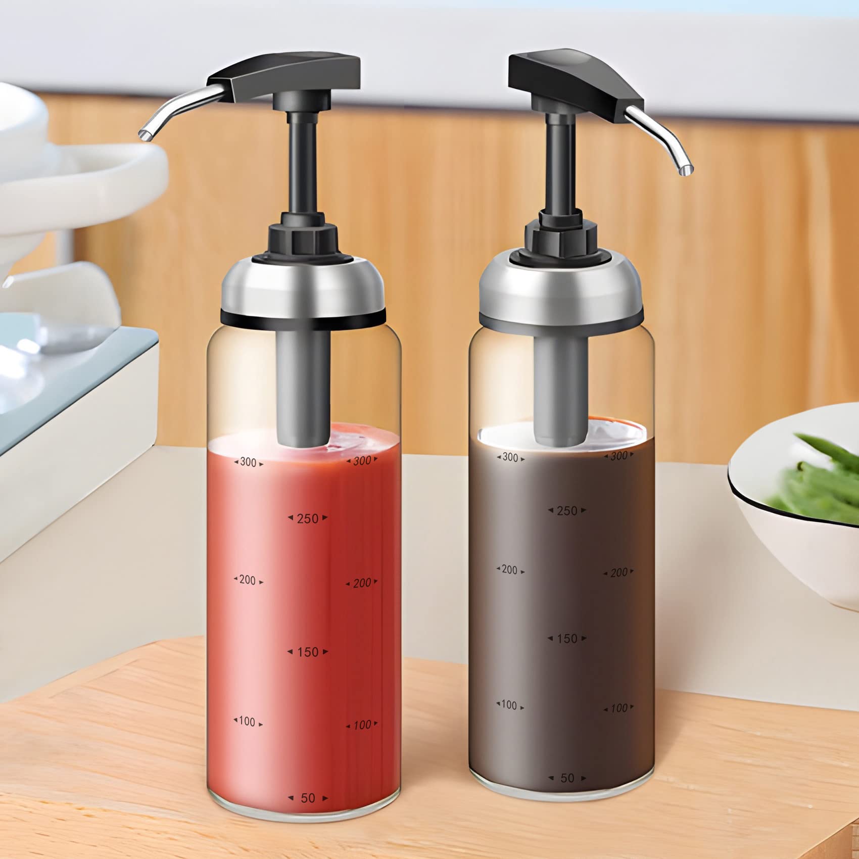 Zunedhys Plastica Spremere Bottiglia Condimento Dispenser Ketchup Senape Salsa Trasparente 6oz - Foto 2